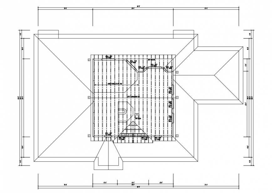 Second floor roof plan of house with beam schedule structure details dwg file