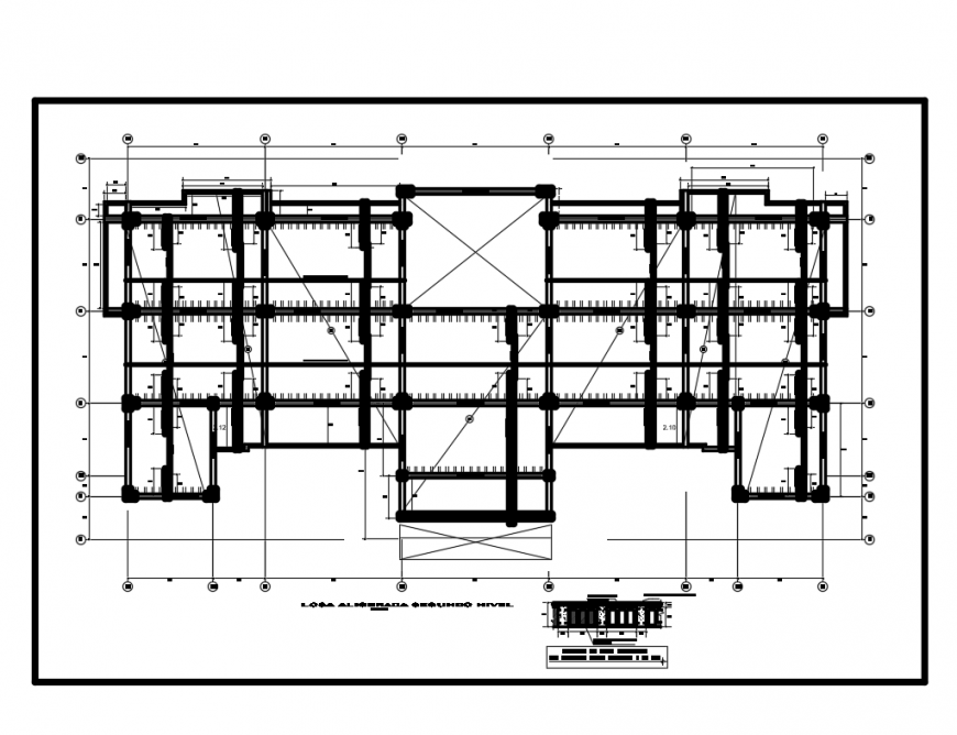 Second level lightened slab structure details of college building dwg file