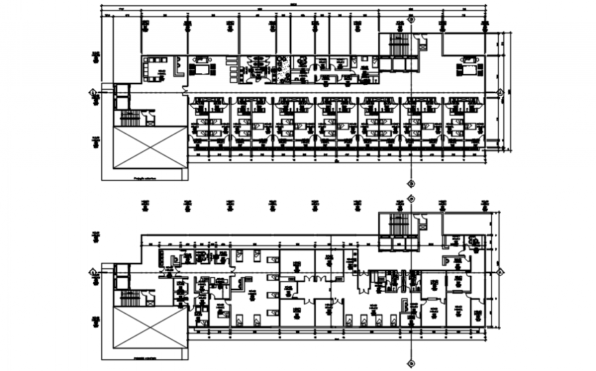 Second to fifth floor plan of hospital in AutoCAD