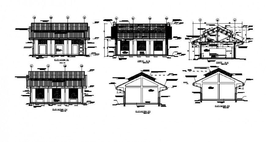Secondary classroom structural elevation and section view in auto cad