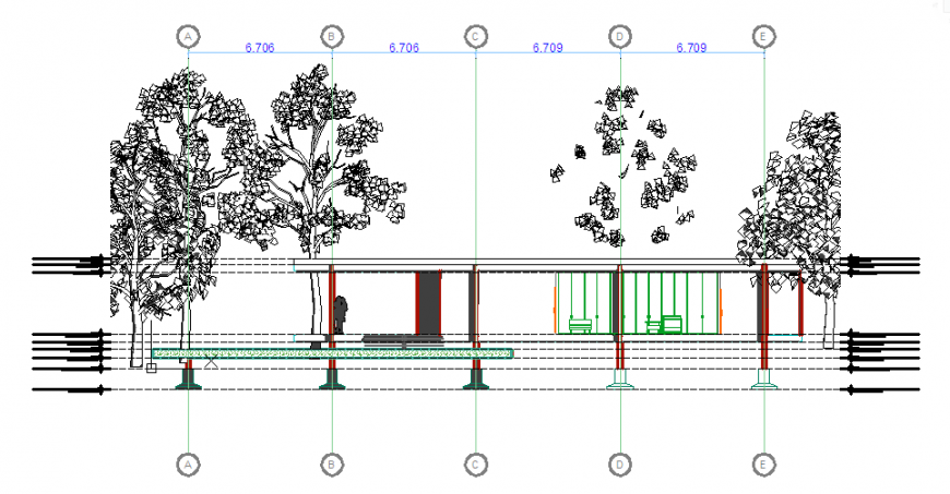 Section- A view design drawing of steel structure frame house design drawing