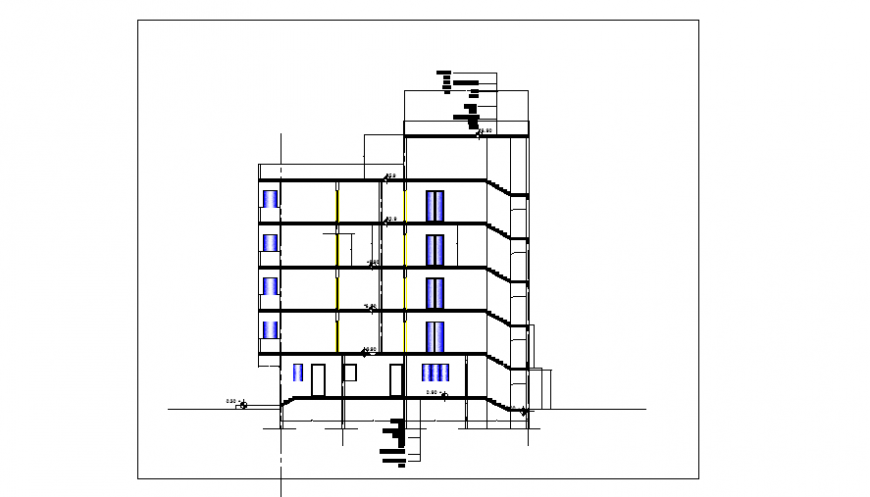 Section plan design of Apartment house design drawing