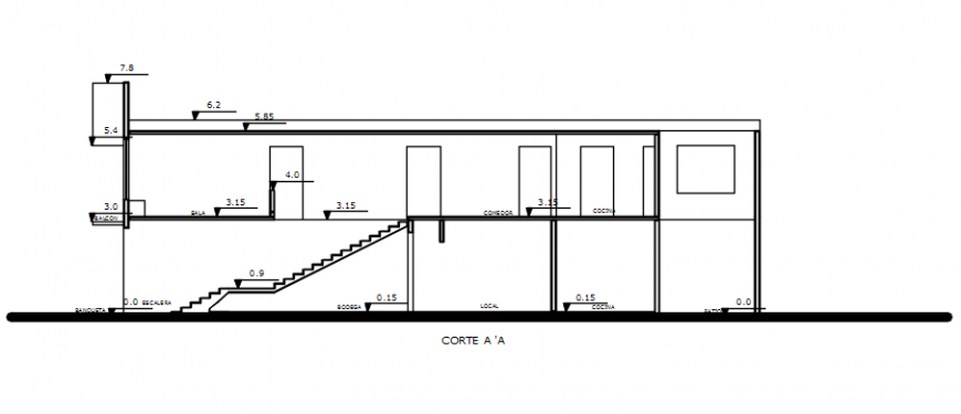 Section A-A’ for restaurant in auto cad