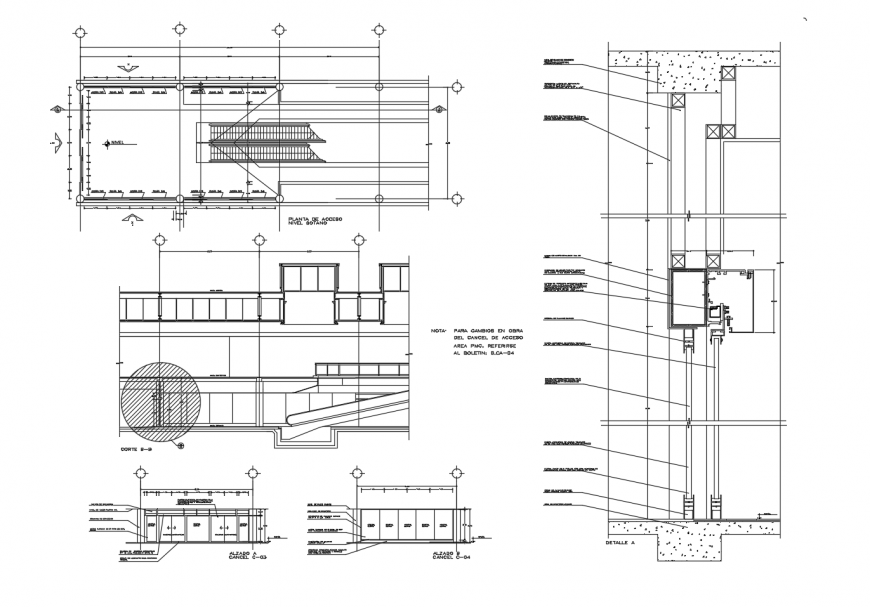 Section and constructive sectional details of house dwg file