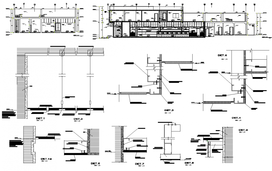 Section and elevation bank office plan autocad file