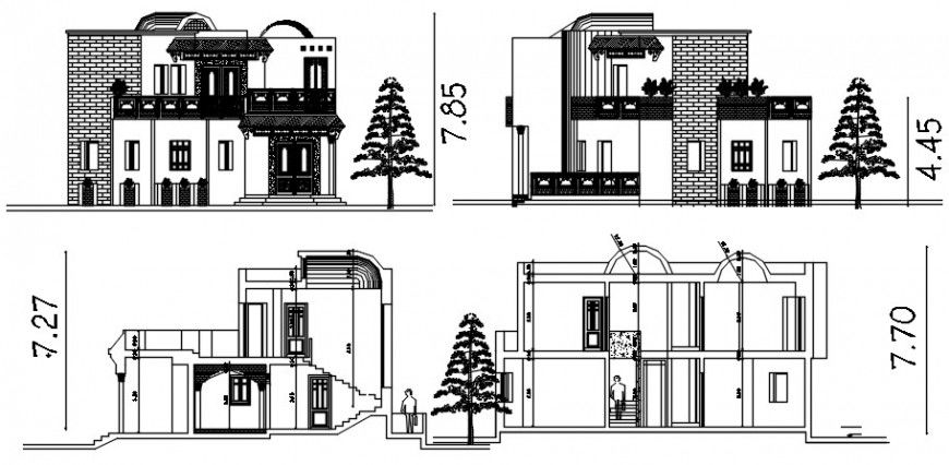Section and elevation drawing of apartment dwg autocad file