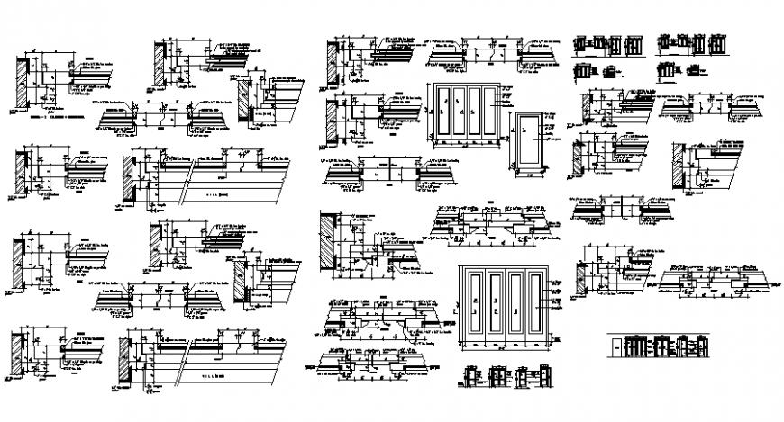 Section and elevation drawings of door widow block dwg file