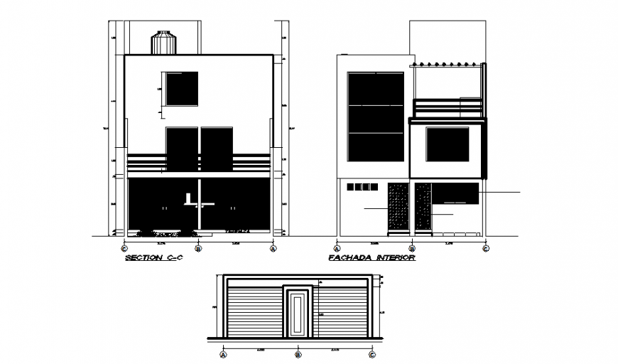 Section and elevation house plan