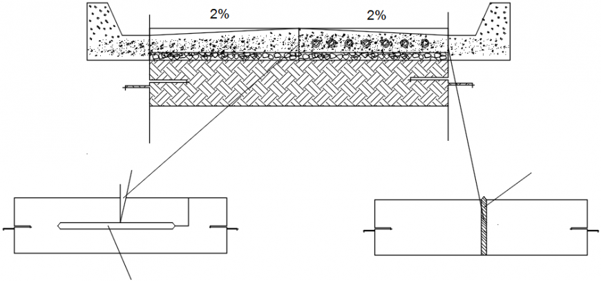 Section and landscaping structure details of rigid pavement dwg file