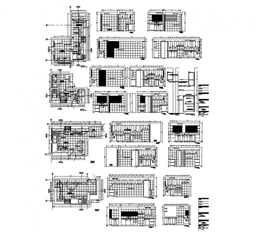 Section and plan detail of kitchen 2d view layout CAD structure autocad file
