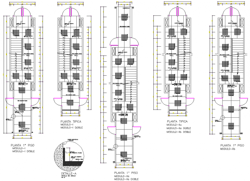 Section and plan flooring design hall detail dwg file