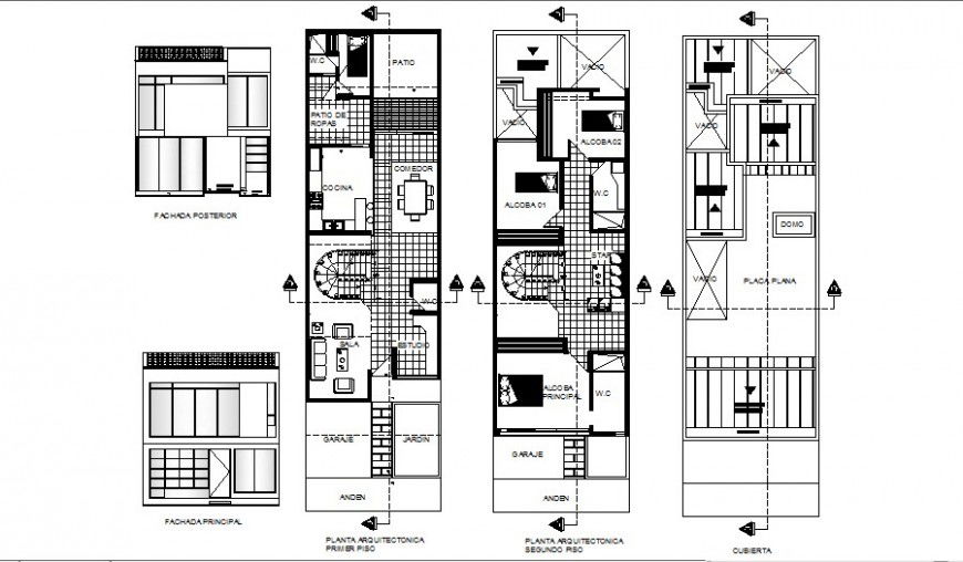 Section and plan of house structure detail 2d view layout dwg file