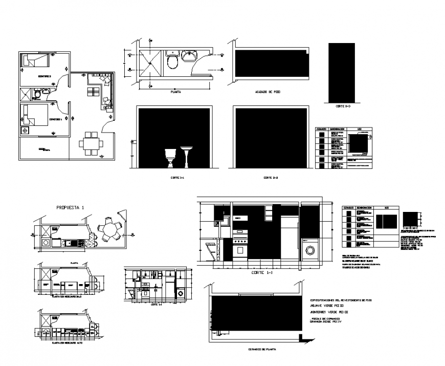 Section and plan of single-family housing 2d view layout dwg file