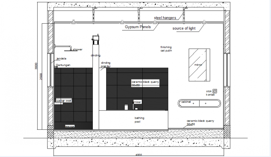 Section Bathroom Slope Plan DWG File Download Free