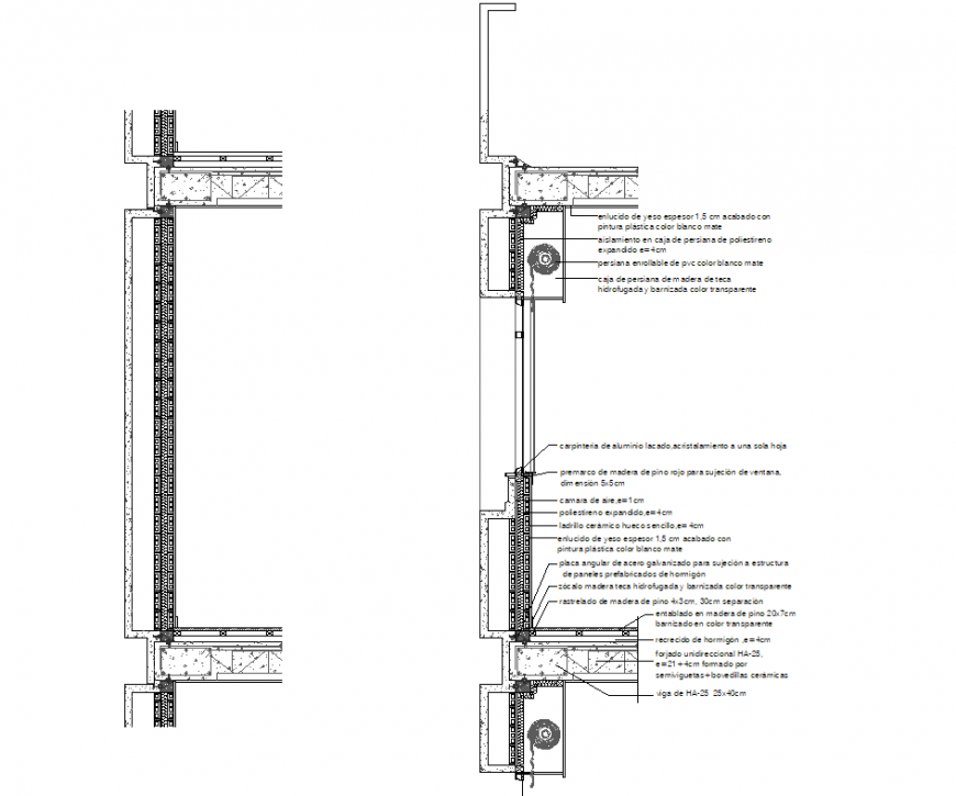 Section Building precast concrete facade dwg file