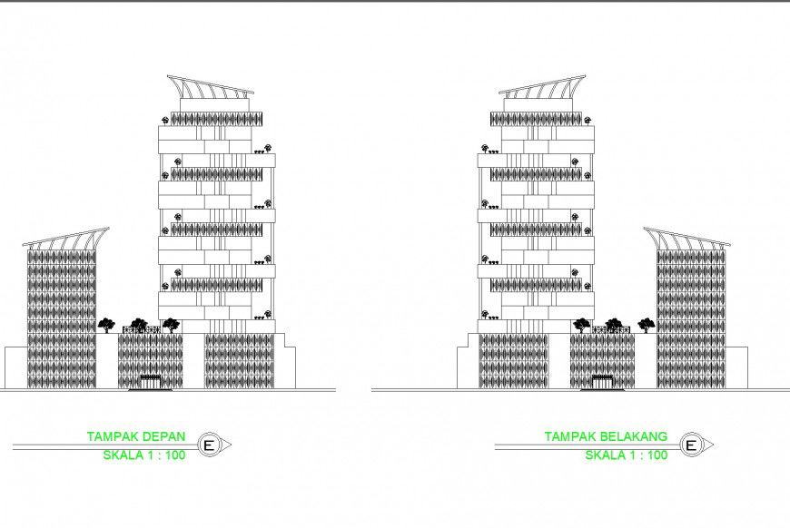 Section business hub commercial building detail