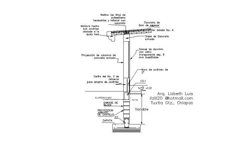 Section by facade windows and inclined flag stone of building drawing details dwg file
