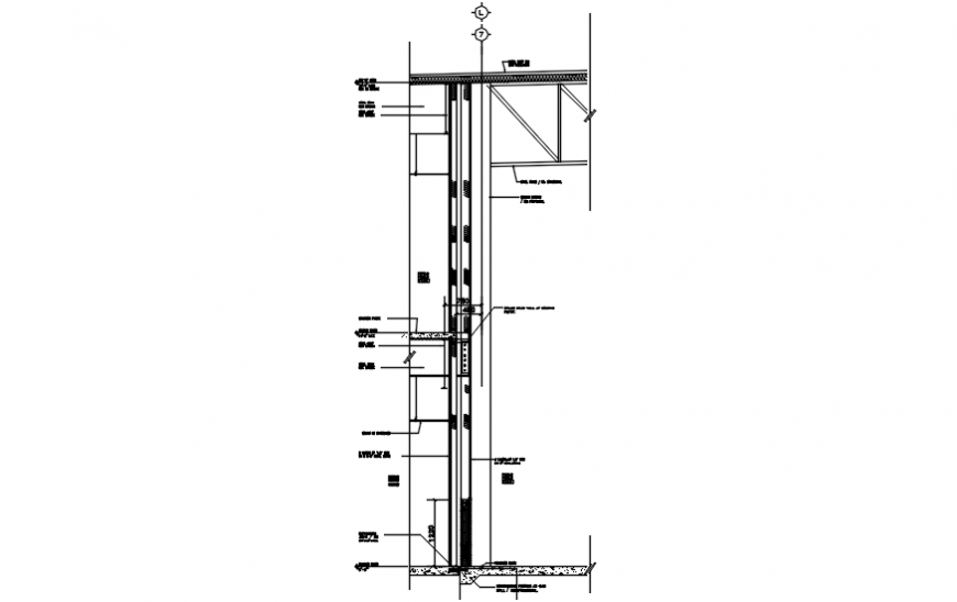 Section by wall constructive structure drawing details dwg file