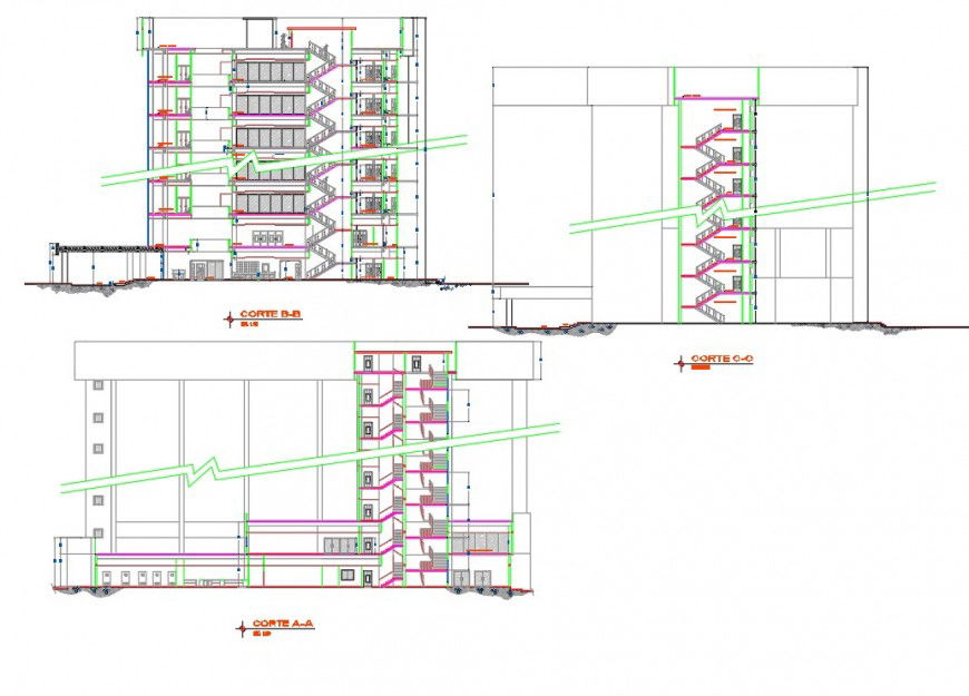 Section commercial building plan