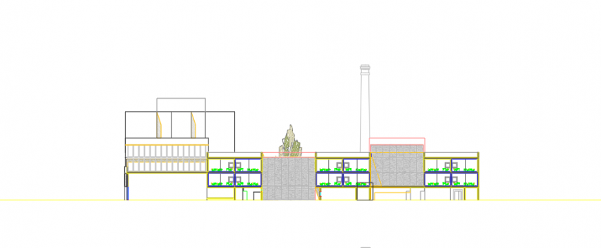 Section design drawing of commercial building design drawing