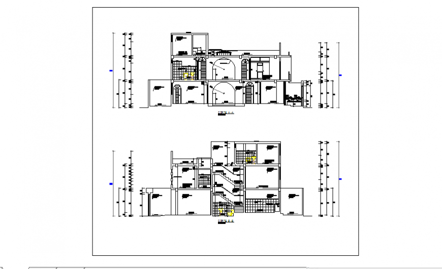 Section design drawing of Single family home design drawing
