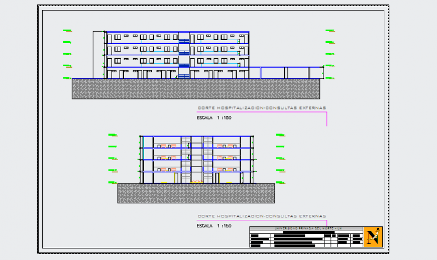 Section design drawing plan of Hospital design drawing