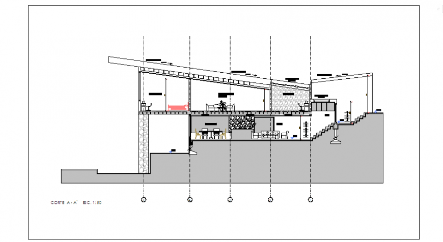 Section design drawing single family home design drawing