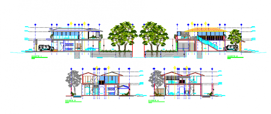 Section design of residential house design drawing