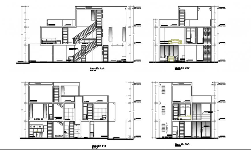 Section design of Single family housing project planing design drawing