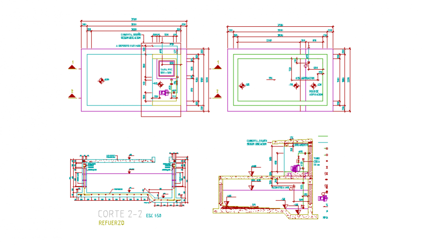 Section detail design drawing of Pump house design drawing