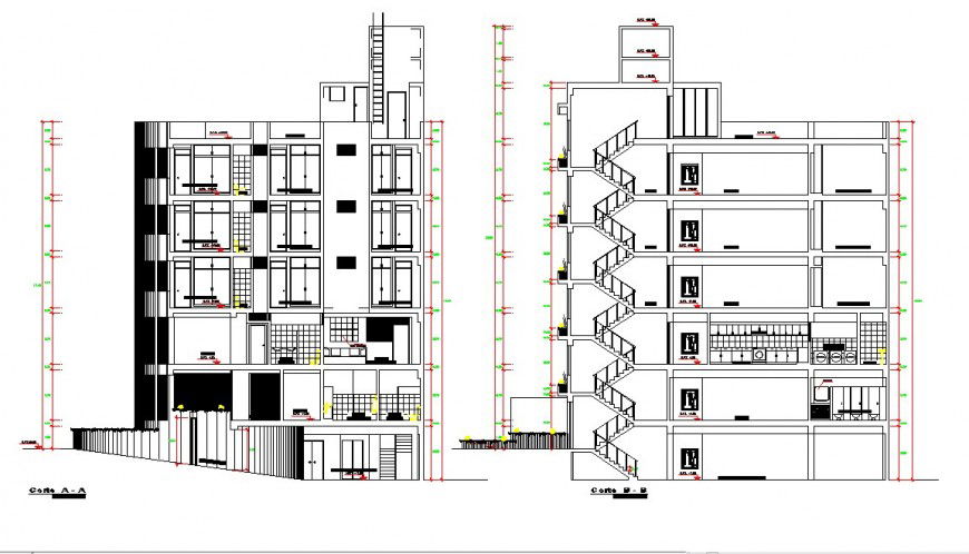 Section detail of apartment flat 2d view CAD construction block autocad file