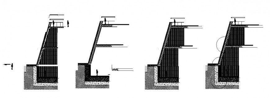 Section detail of construction unit 2d view layout file in dwg format