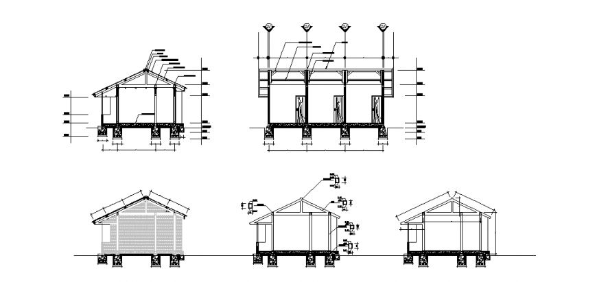 Section detail plan design of small school house design drawing