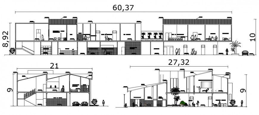 Section details of health center building 2d view dwg file