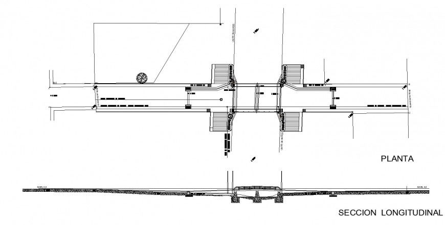 Section drawing of vehicular bridge in dwg file.