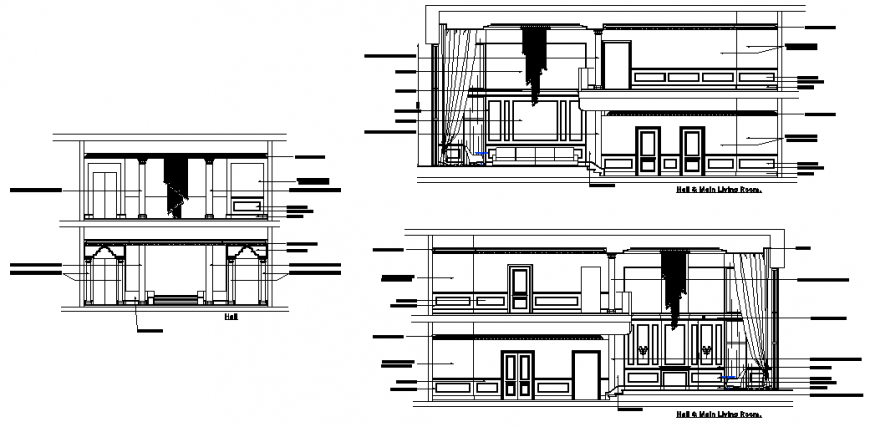 Section drawing of villa in dwg file.
