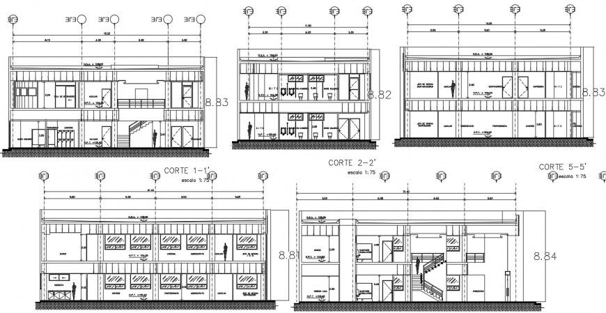 Section drawings detail Government office building dwg autocad file