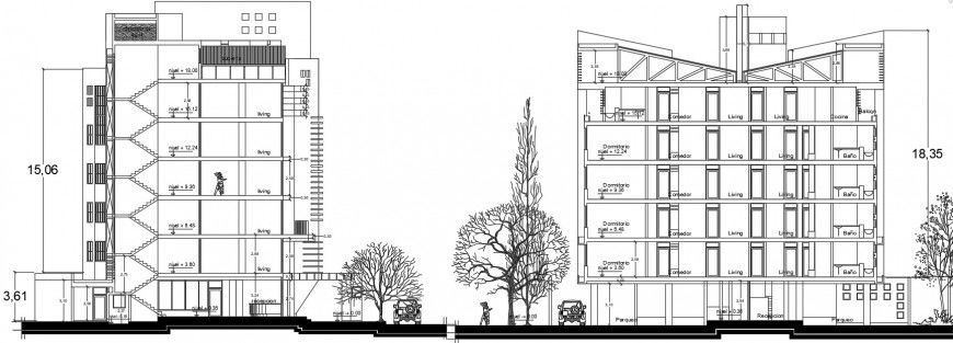 Section drawings detail of apartment 2d view drawings dwg autocad file