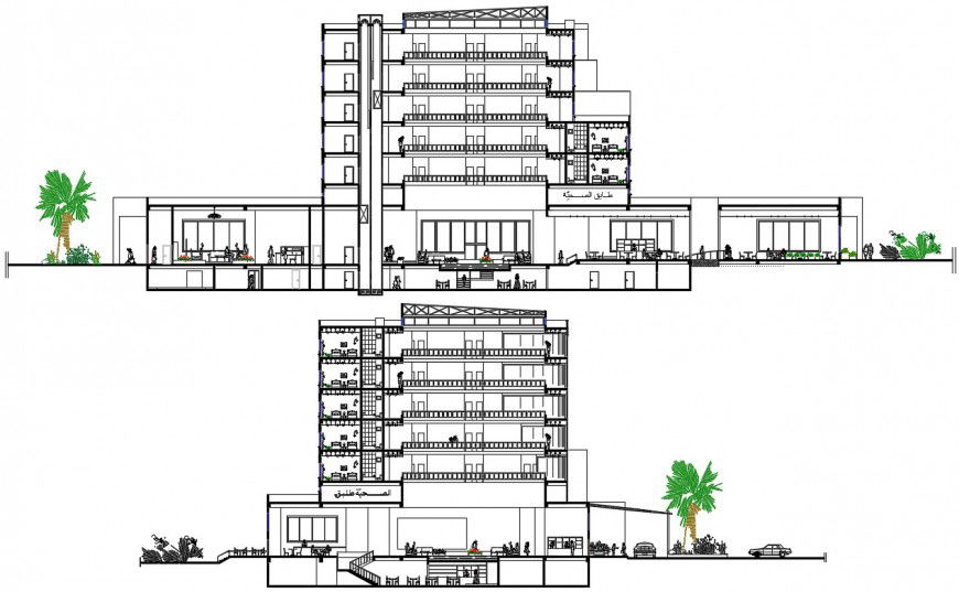 Section drawings detail of apartment 2d view dwg file
