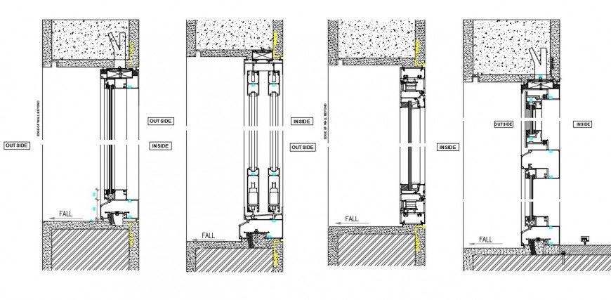 Section drawings details of door units 2d view autocad software file