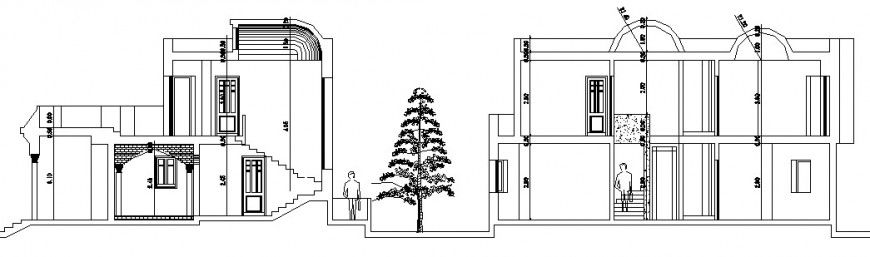 Section drawings details of two-story apartment dwg file