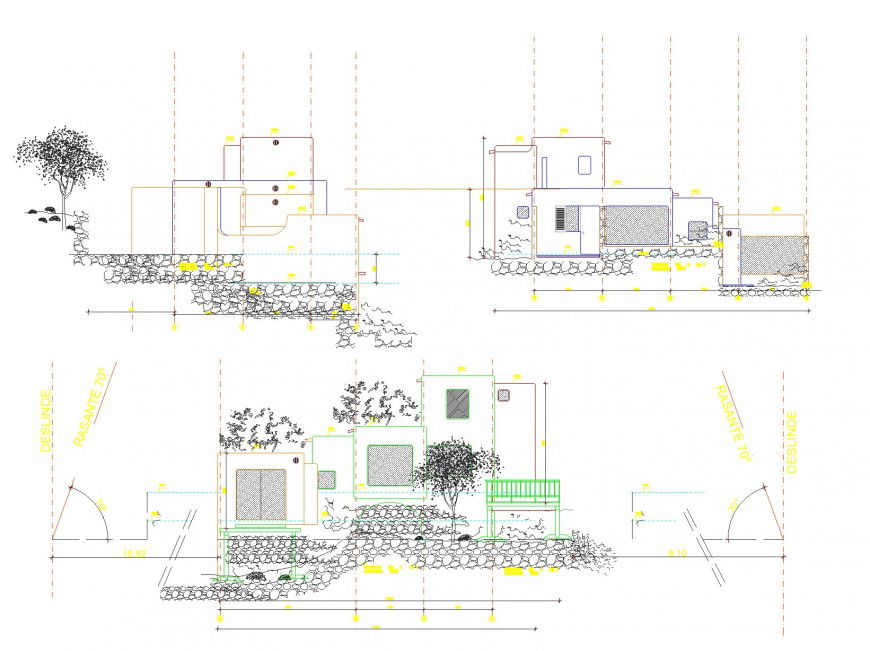 Section family home planning detail dwg file