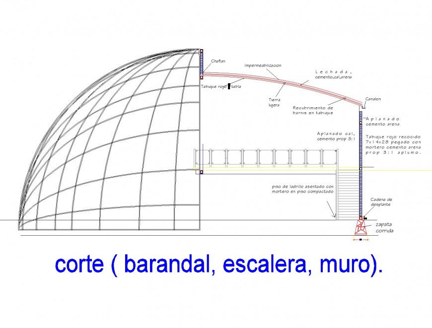 Section geodesic gallery plan dwg file