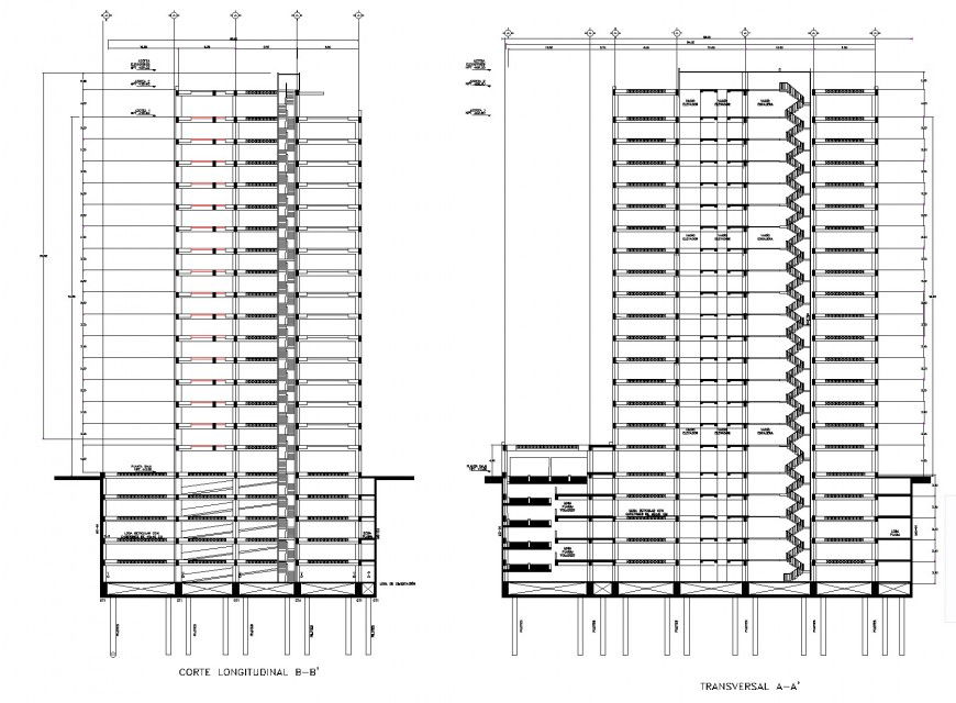 Section high rise building plan layout file