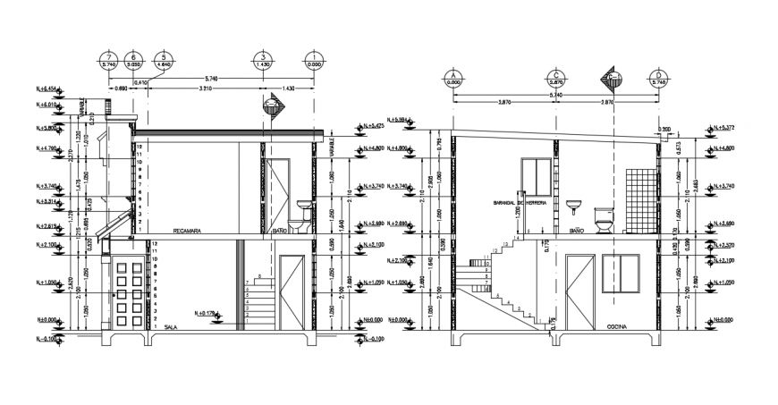 Section house detail  and dimension dwg file