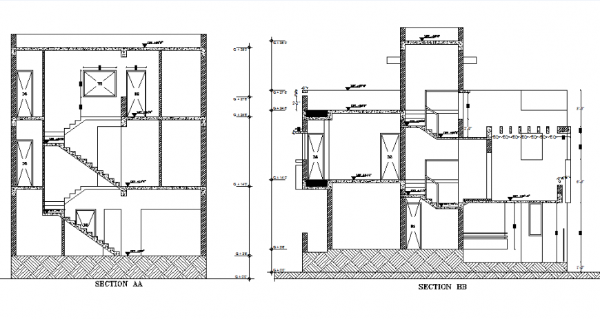 Section house plan autocad file