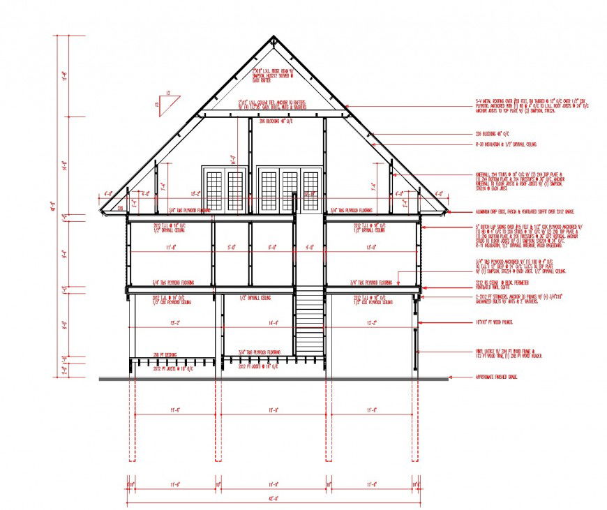 Section house planning autocad file