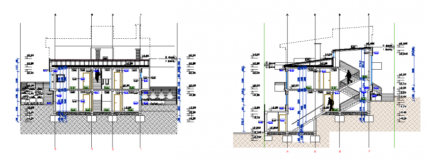 Section layout plan of Single house design drawing