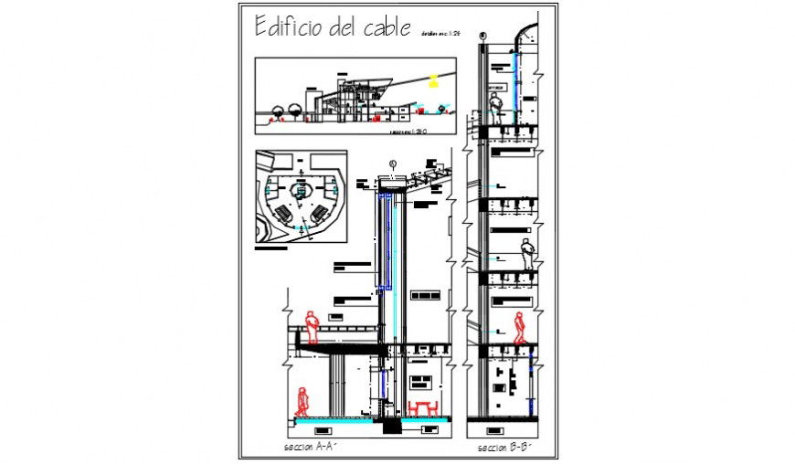 Section of a cade cable rail dwg file