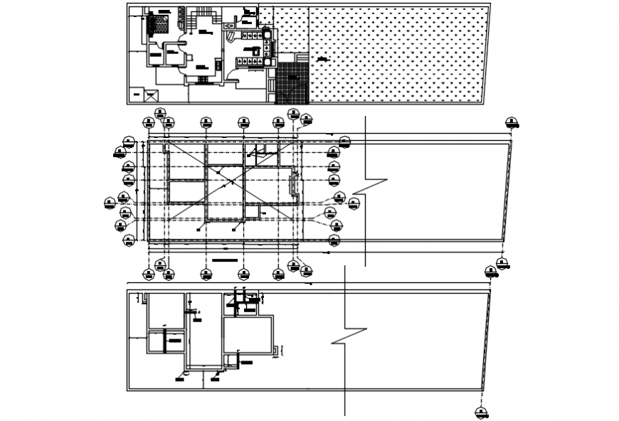 Section of a terrace and roof of house in dwg file